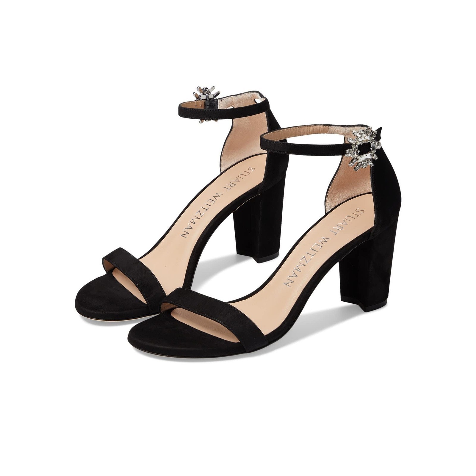 Stuart Weitzman Nearlynude Crystal Nova Sandal Black/Clear 9.5 B